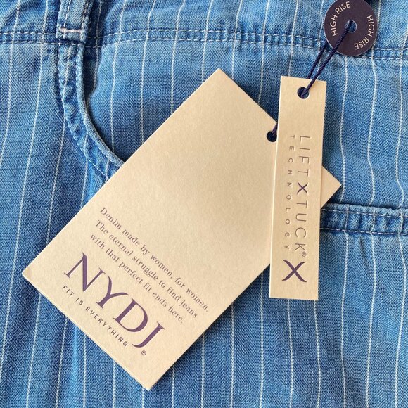 NYDJ High Rise Brigitte Wide Leg Capri Jeans 18 Light Marine Striped NWT - Picture 4 of 12